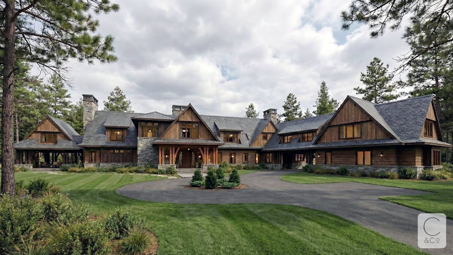 North Woods Retreat home design by Charlie Simmons of Charlie & Co. Design